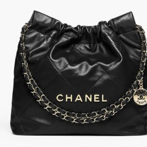 Chanel 22 Small Handbag Black Shiny Calfskin GHW - view 1