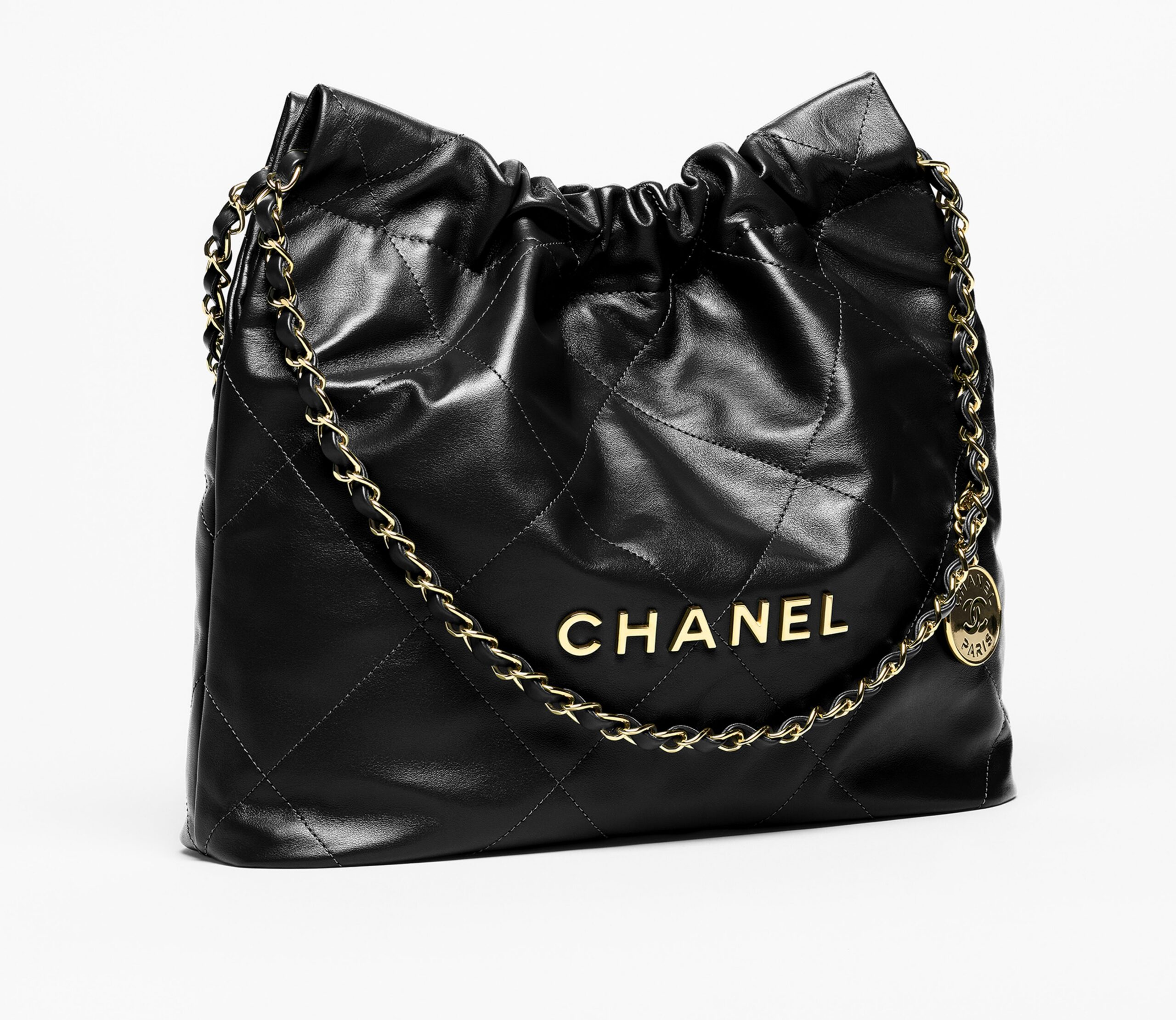 Chanel 22 Small Handbag Black Shiny Calfskin GHW - view 2