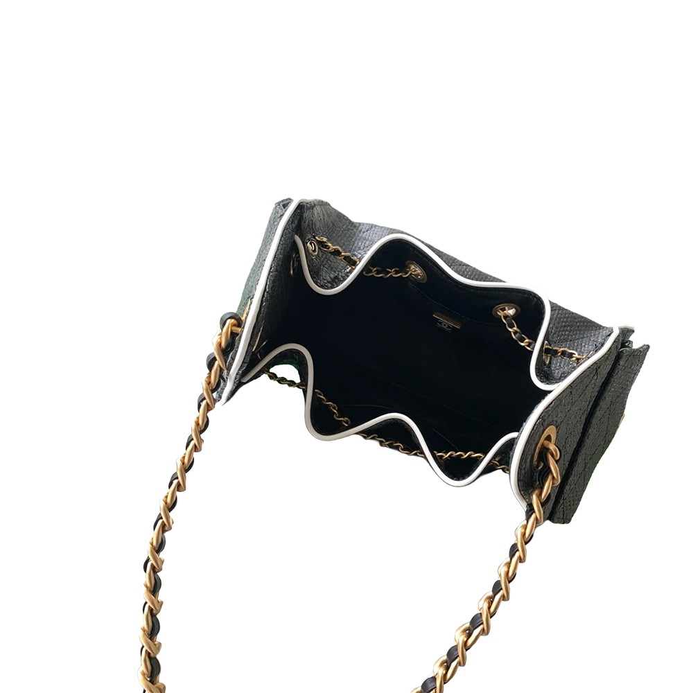 Chanel 25 Medium Hobo Shoulder Bag Black Braided Raffia and Calfskin GHW - view 6