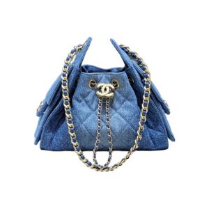 Chanel 25 Mini Bucket Hobo Shoulder Bag Denim Blue Fabric GHW - view 1