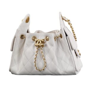 Chanel 25 Mini Bucket Hobo Shoulder Bag White Grained Calfskin Leather - view 1