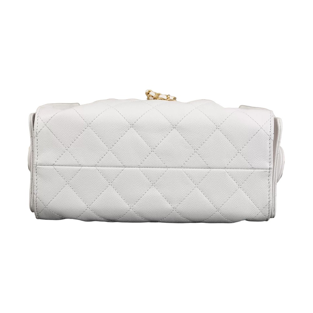 Chanel 25 Mini Bucket Hobo Shoulder Bag White Grained Calfskin Leather - view 6