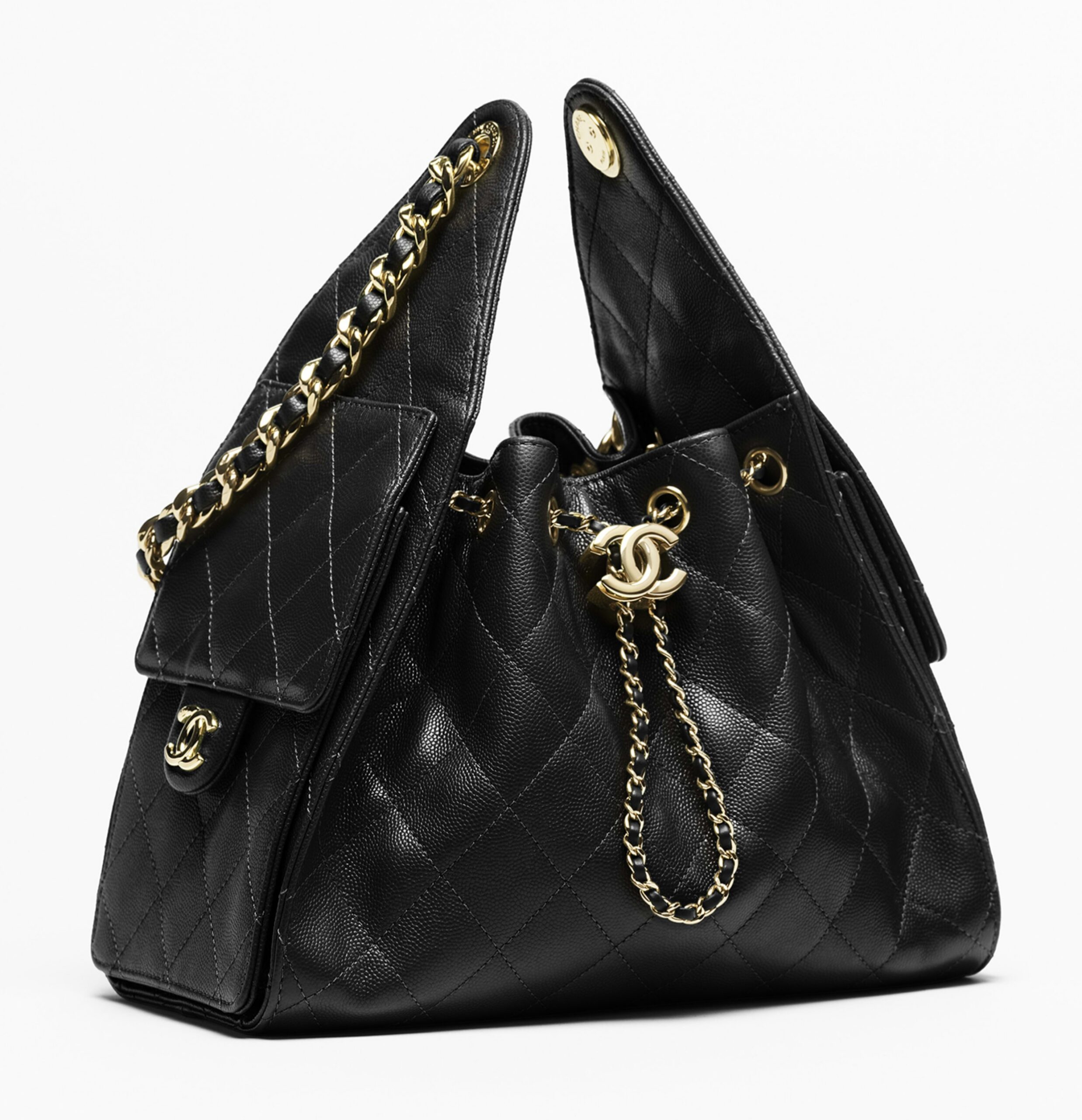 Chanel 25 Small Handbag Black Grained Calfskin GHW - view 2