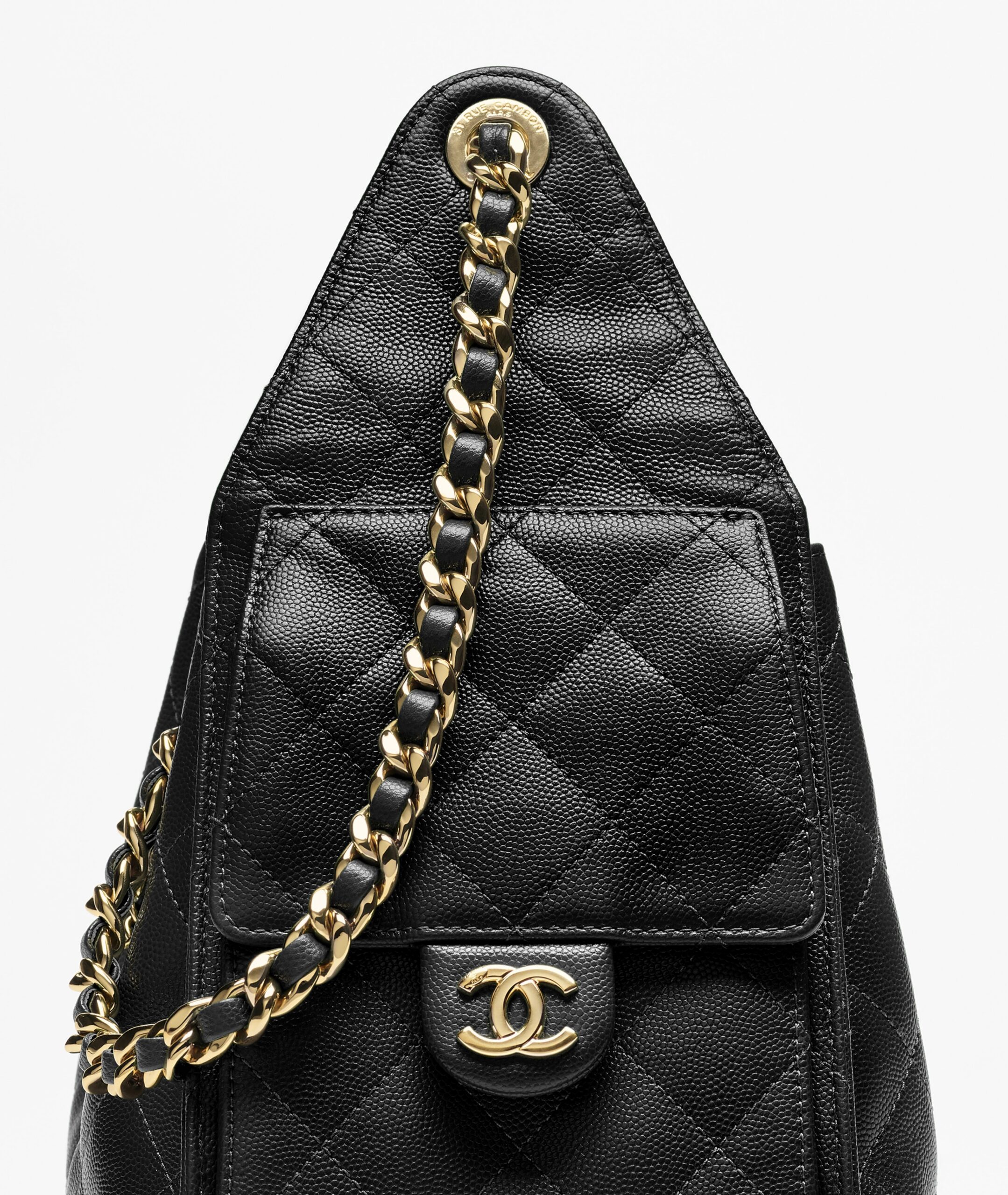Chanel 25 Small Handbag Black Grained Calfskin GHW - view 4