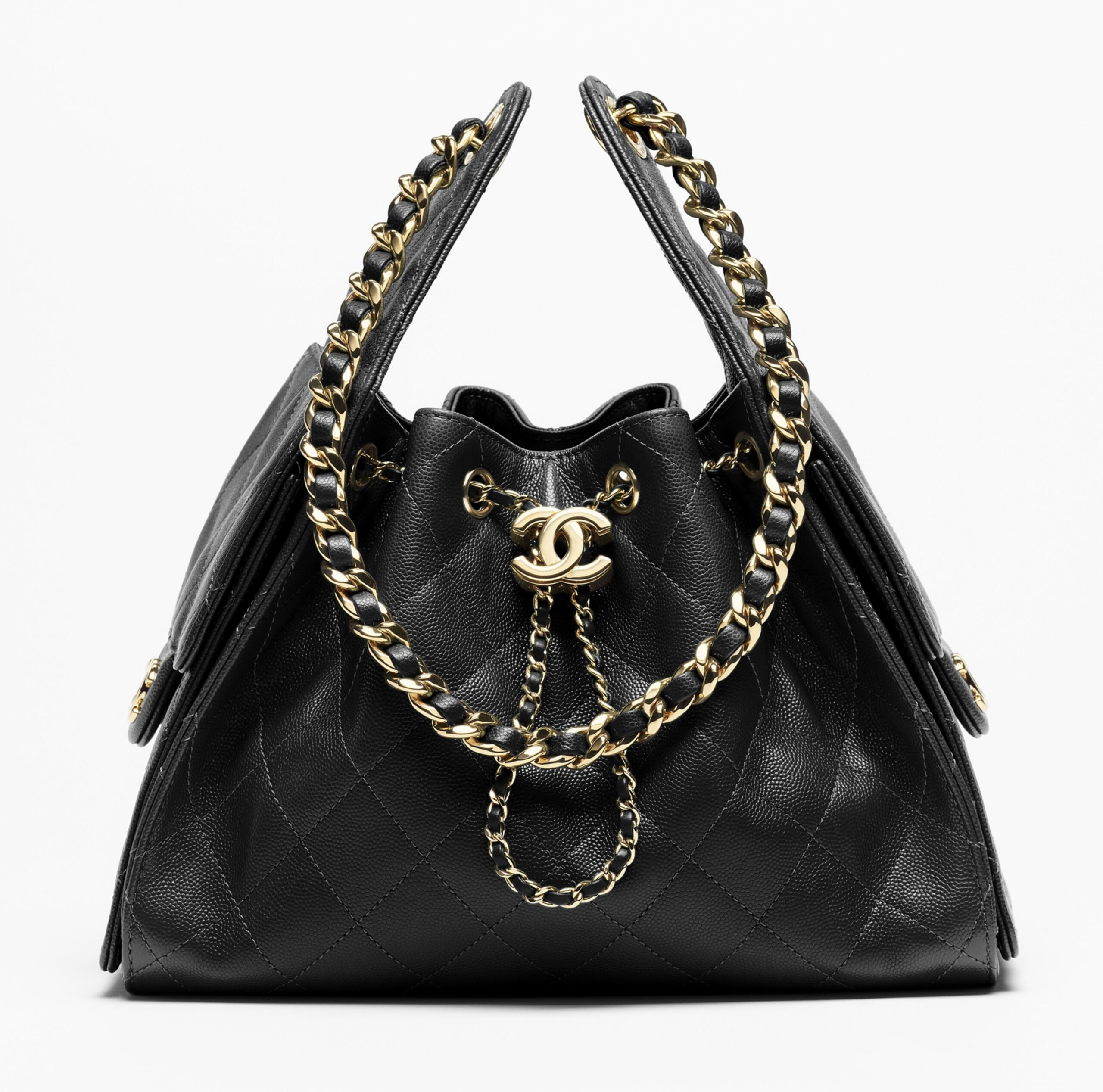 Chanel 25 Small Handbag Black Grained Calfskin GHW - view 5