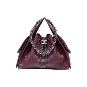 Chanel 25 Small Handbag Dark Red Grained Caviar Calfskin SHW - view 1