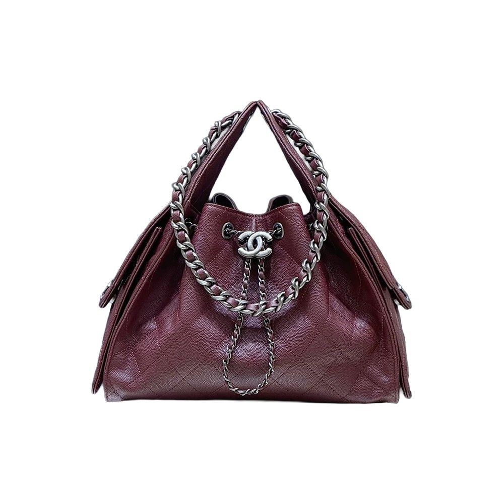 Chanel 25 Small Handbag Dark Red Grained Caviar Calfskin SHW - view 1