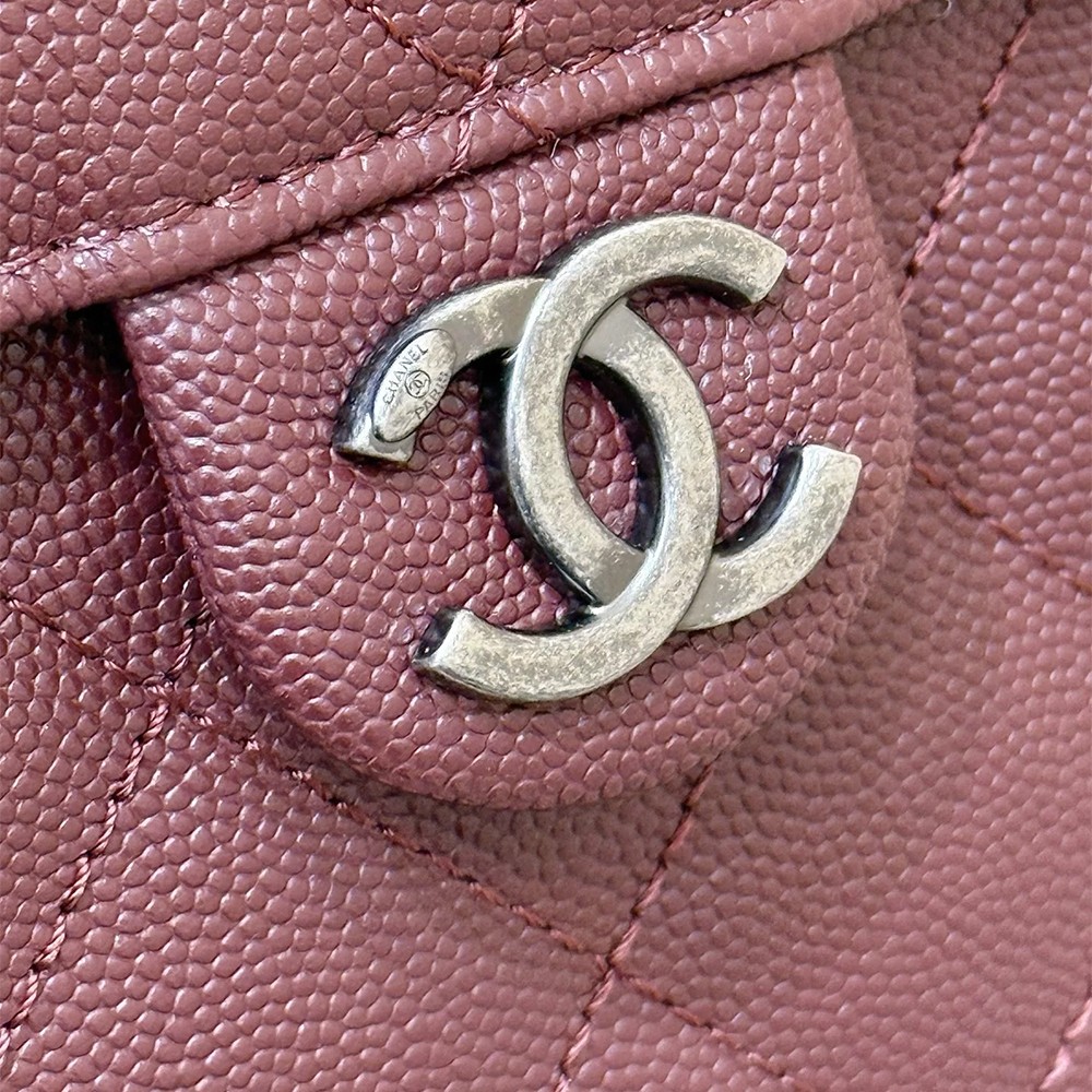 Chanel 25 Small Handbag Dark Red Grained Caviar Calfskin SHW - view 4