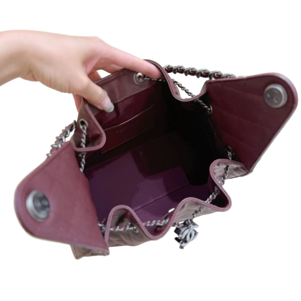 Chanel 25 Small Handbag Dark Red Grained Caviar Calfskin SHW - view 7