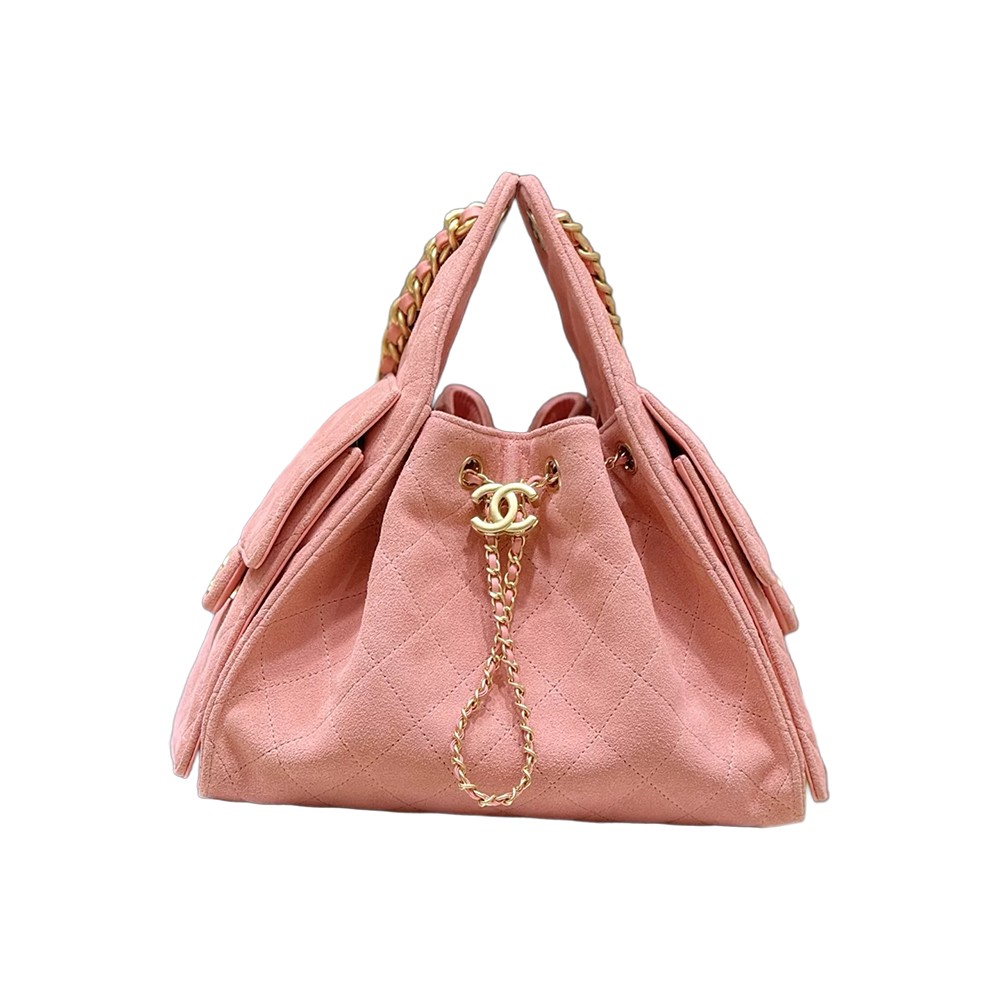 Chanel 25 Small Handbag Pink Suede Calfskin GHW - view 2
