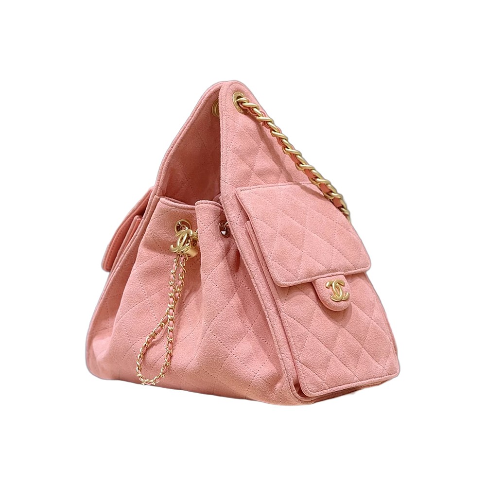 Chanel 25 Small Handbag Pink Suede Calfskin GHW - view 3