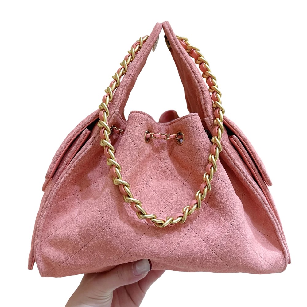 Chanel 25 Small Handbag Pink Suede Calfskin GHW - view 5