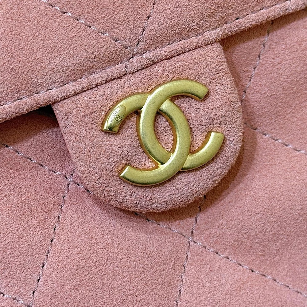 Chanel 25 Small Handbag Pink Suede Calfskin GHW - view 7