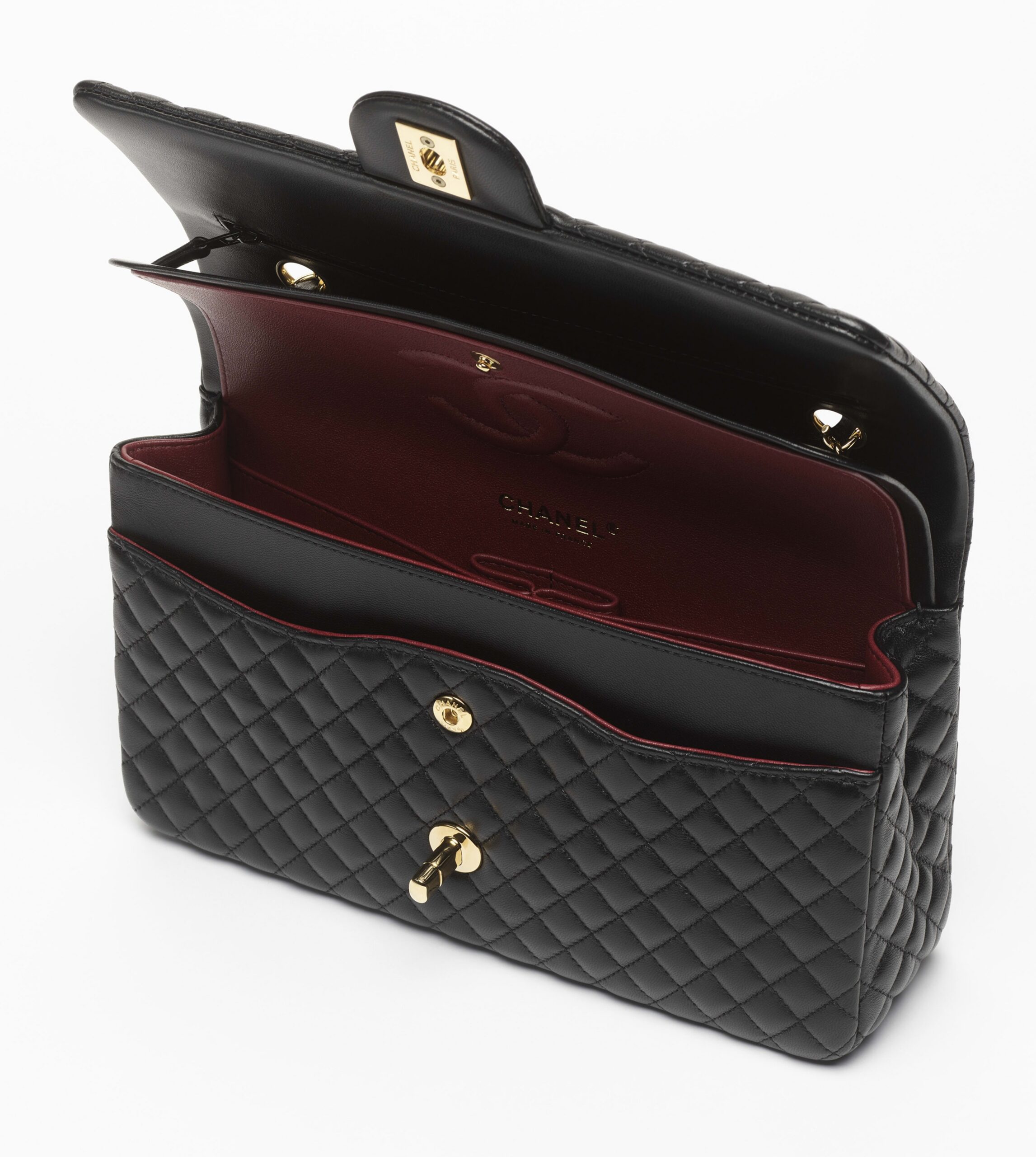 Chanel Classic 11.12 Flap Bag Black Lambskin GHW - view 3