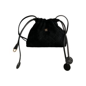 Chanel Drawstring Clutch Bag with Strap Black Suede Leather GHW - view 1