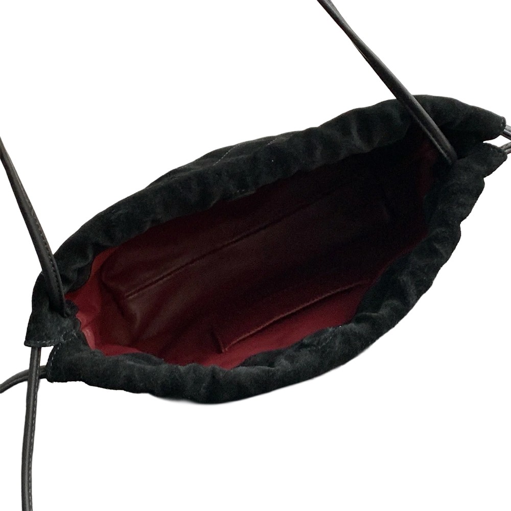 Chanel Drawstring Clutch Bag with Strap Black Suede Leather GHW - view 6