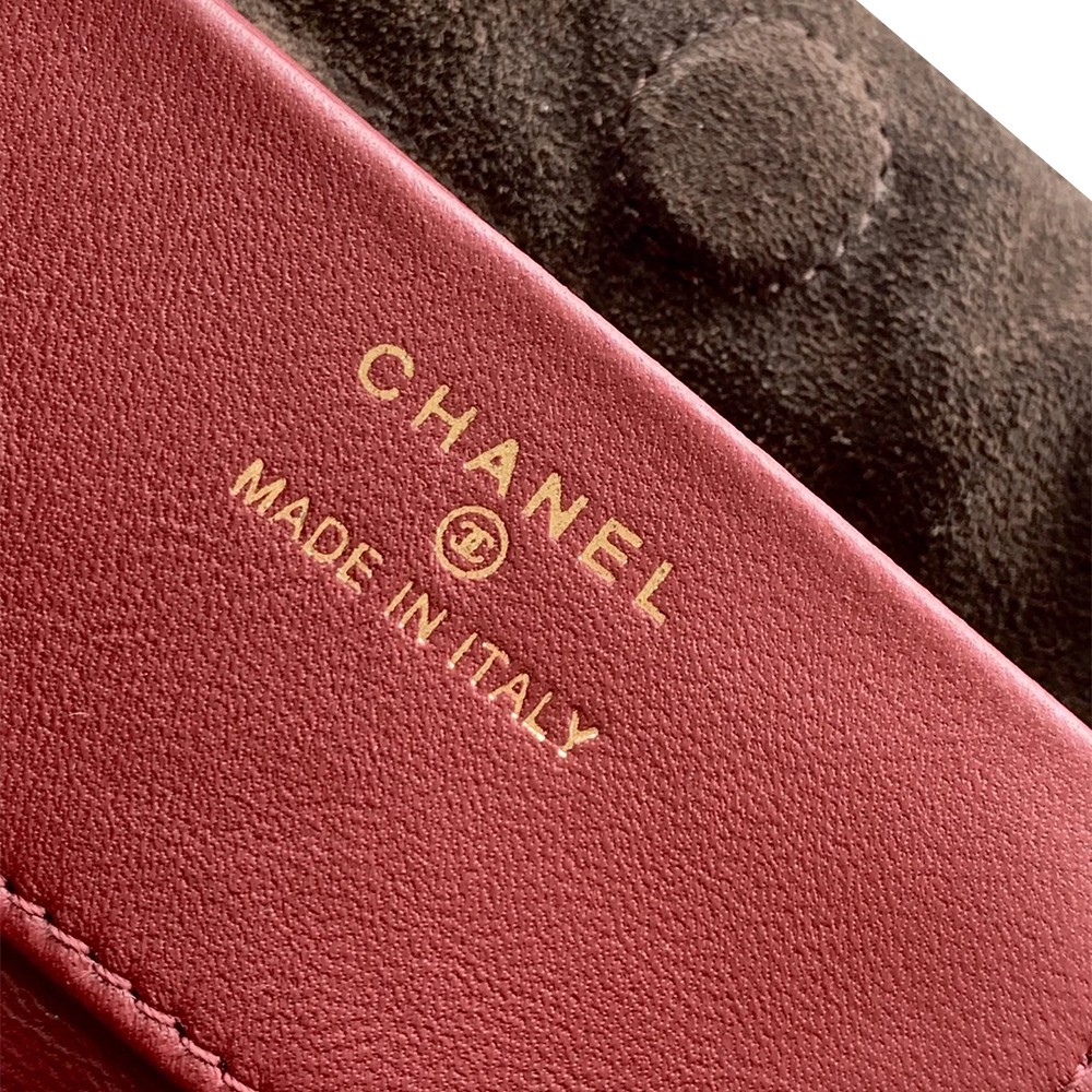Chanel Drawstring Clutch Bag with Strap Brown Suede Leather GHW - view 7