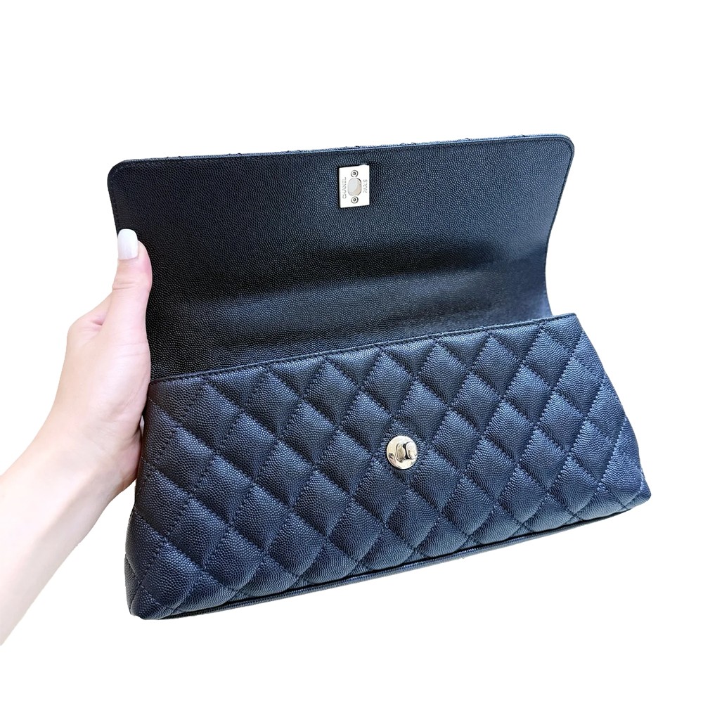 Chanel Maxi East West Coco Handle Flap Shoulder Bag Black Caviar Quilted Leather GHW - view 7