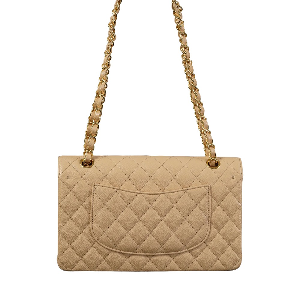 Chanel Medium Flap Shoulder Bag Beige Caviar Leather GHW - view 2