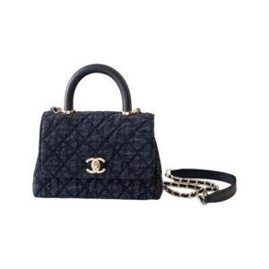 Chanel Mini Washed Denim Black Coco Handle Clutch Flap Bag with Chain GHW - view 1