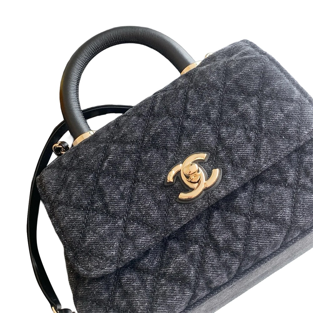 Chanel Mini Washed Denim Black Coco Handle Clutch Flap Bag with Chain GHW - view 4
