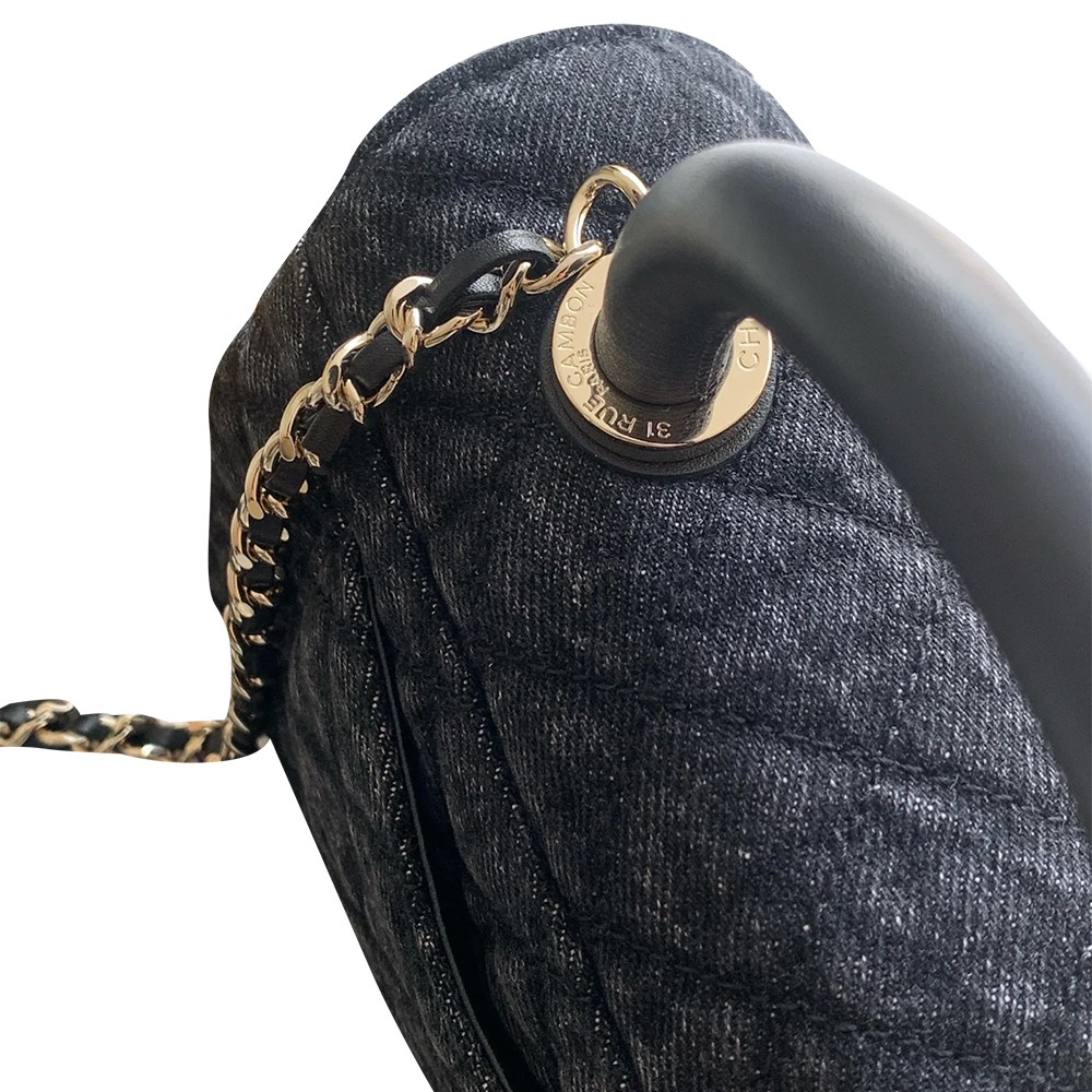 Chanel Mini Washed Denim Black Coco Handle Clutch Flap Bag with Chain GHW - view 5