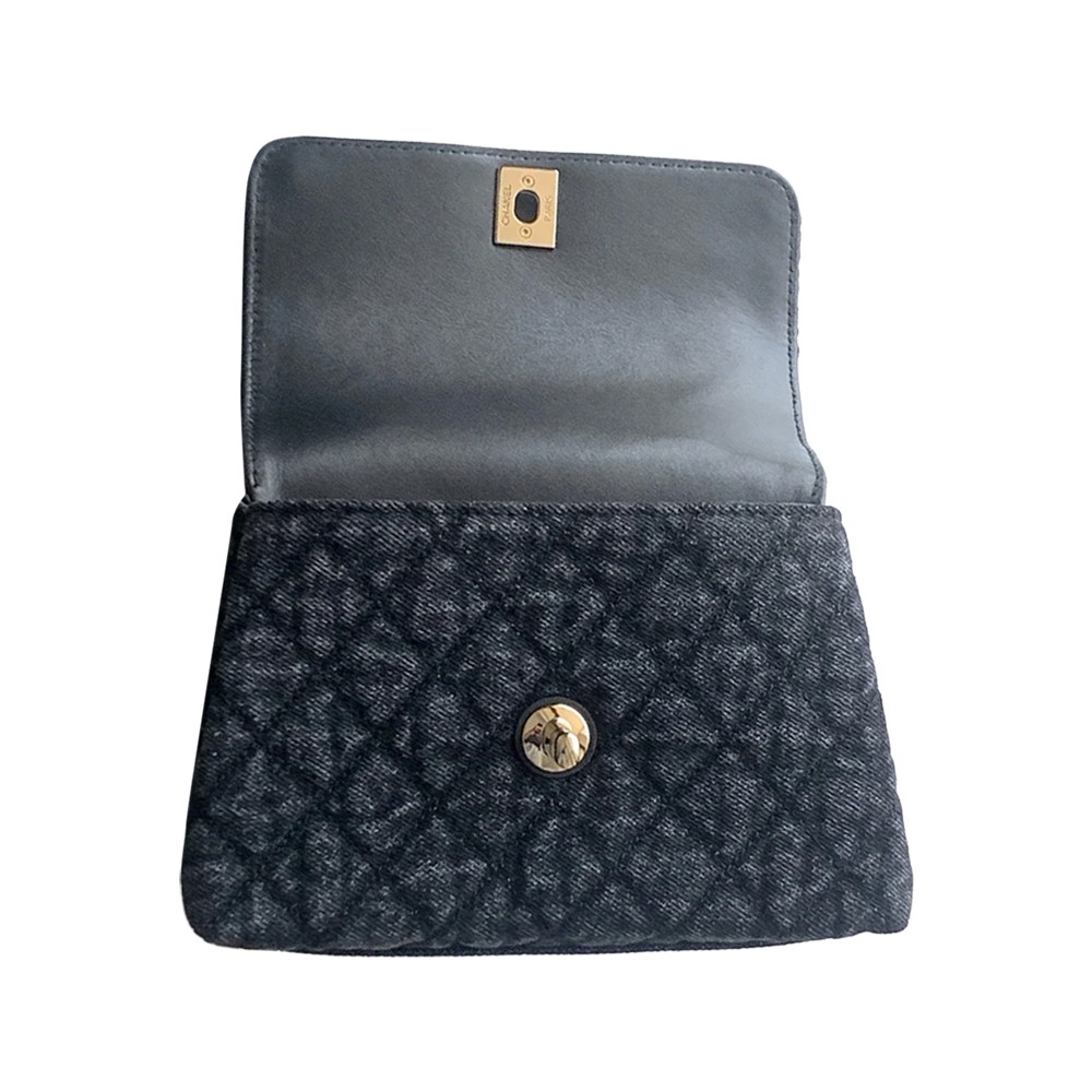 Chanel Mini Washed Denim Black Coco Handle Clutch Flap Bag with Chain GHW - view 6