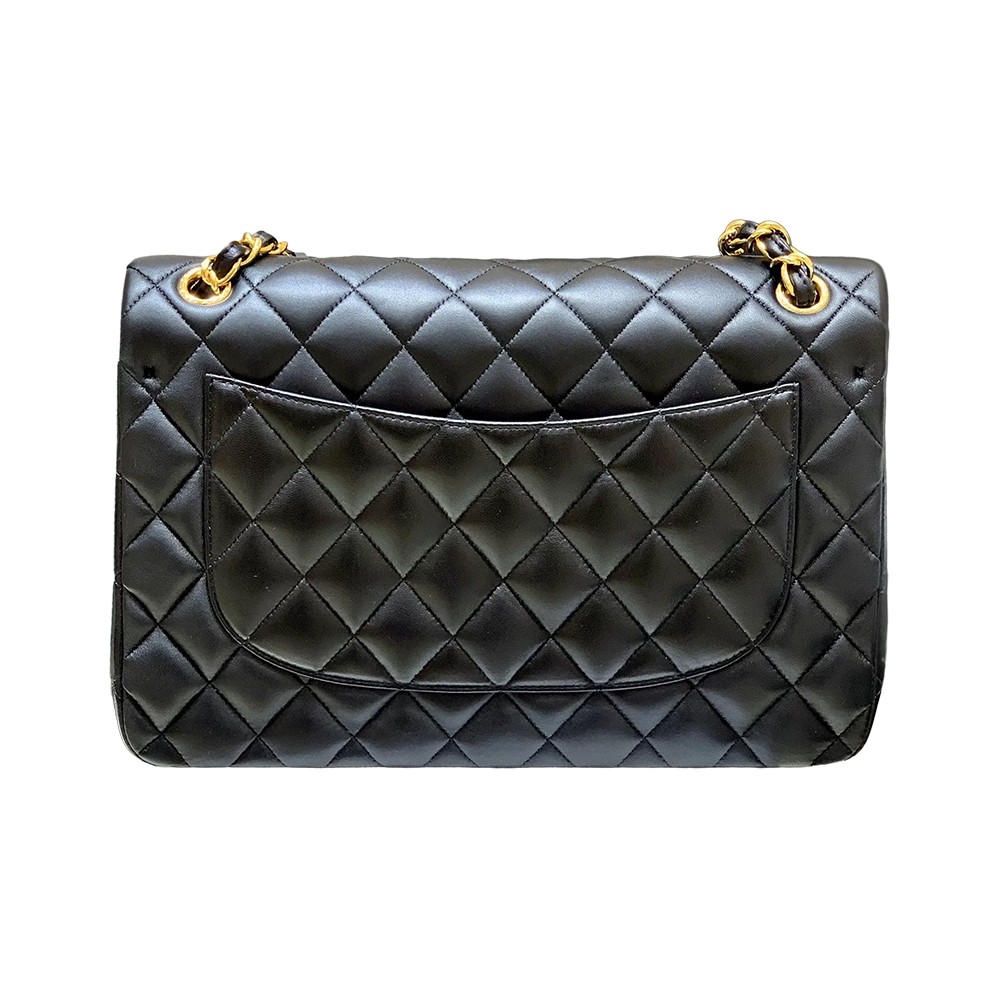 Chanel Vintage Jumbo Double Flap Shoulder Bag Black Quilted Lambskin Leather GHW - view 2
