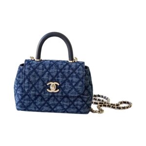 Chanel Washed Denim Blue Coco Handle Clutch Flap Bag with Chain GHW - view 1