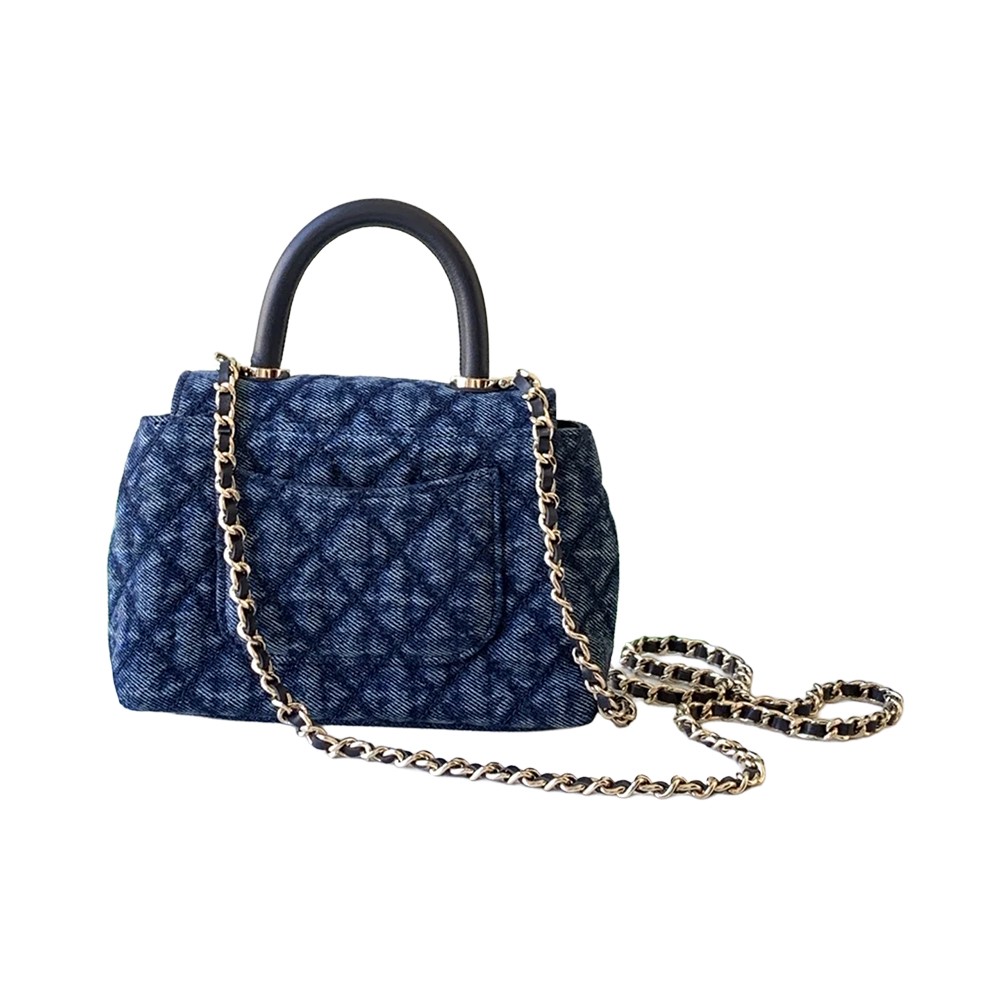 Chanel Washed Denim Blue Coco Handle Clutch Flap Bag with Chain GHW - view 2