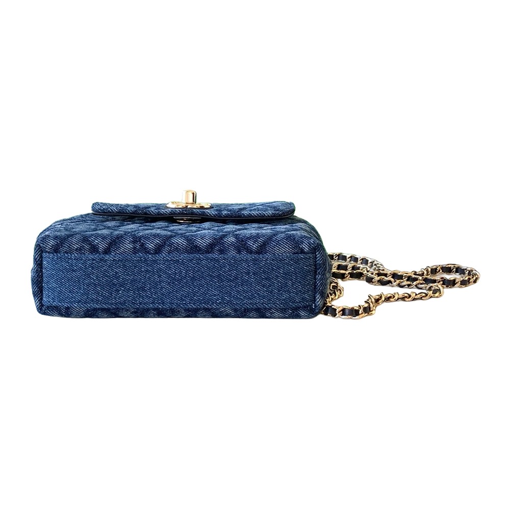 Chanel Washed Denim Blue Coco Handle Clutch Flap Bag with Chain GHW - view 3