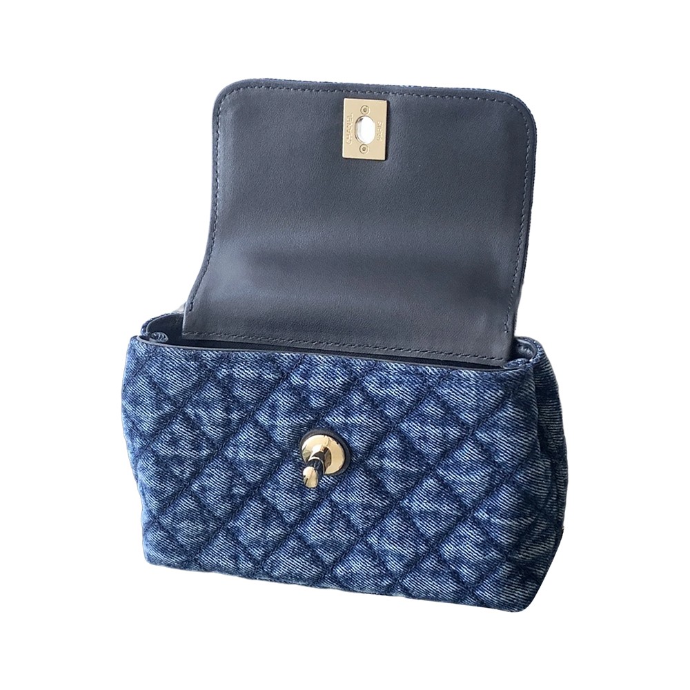 Chanel Washed Denim Blue Coco Handle Clutch Flap Bag with Chain GHW - view 5