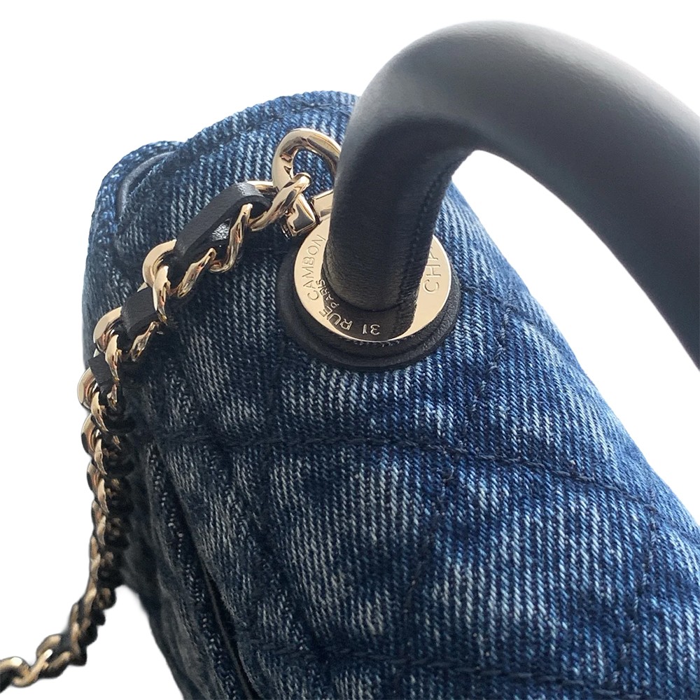 Chanel Washed Denim Blue Coco Handle Clutch Flap Bag with Chain GHW - view 7