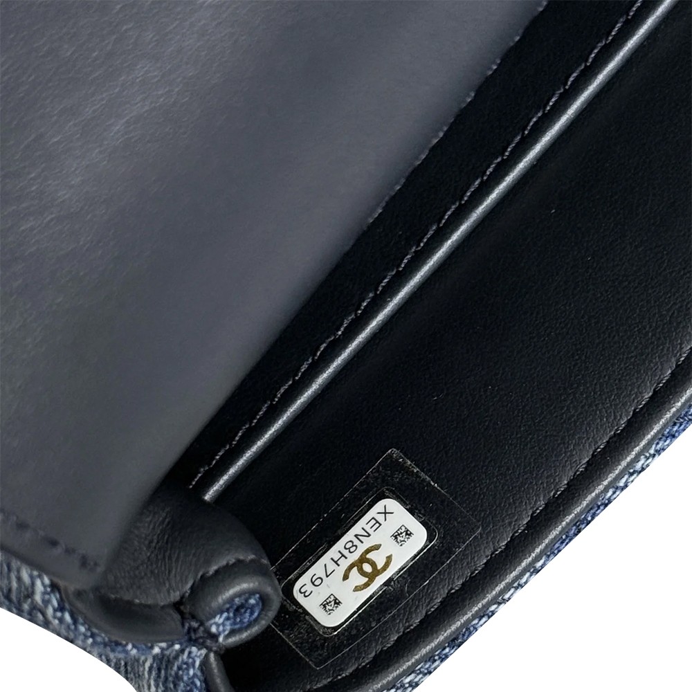 Chanel Washed Denim Calfskin Quilted Coco Handle Clutch Flap Bag With Chain Blue GHW - view 6